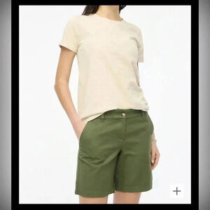 J Crew Chino Shorts Forrest Green  7” Inseam Cotton Stretch Pockets NWT Size 6